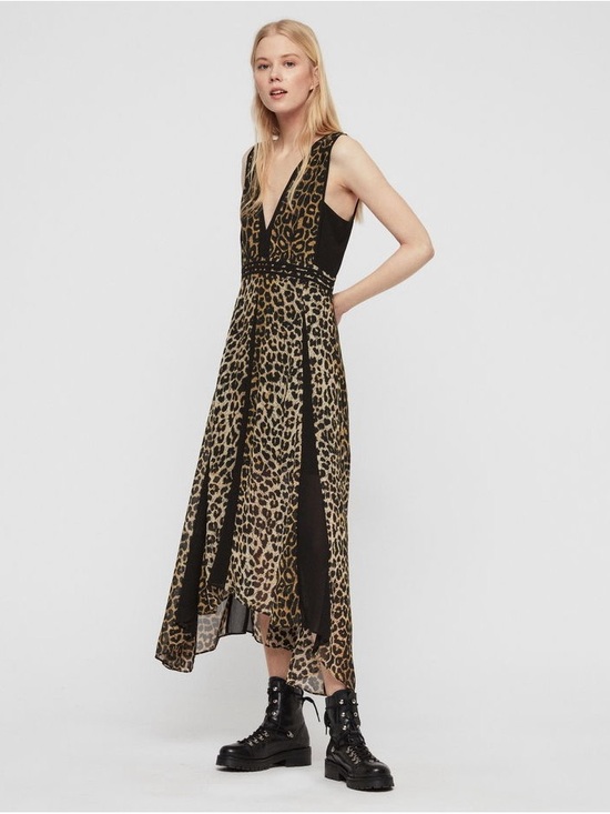 All Saints Dresses & Skirts - All-Saints Leopard Print V‑Neck Maxi Dress in Animal Print